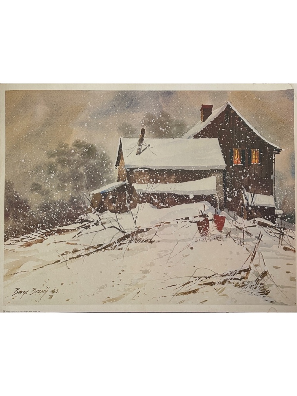 BORYS BUZKIJ Vintage 1978 Lithograph 25”x 19” Unframed